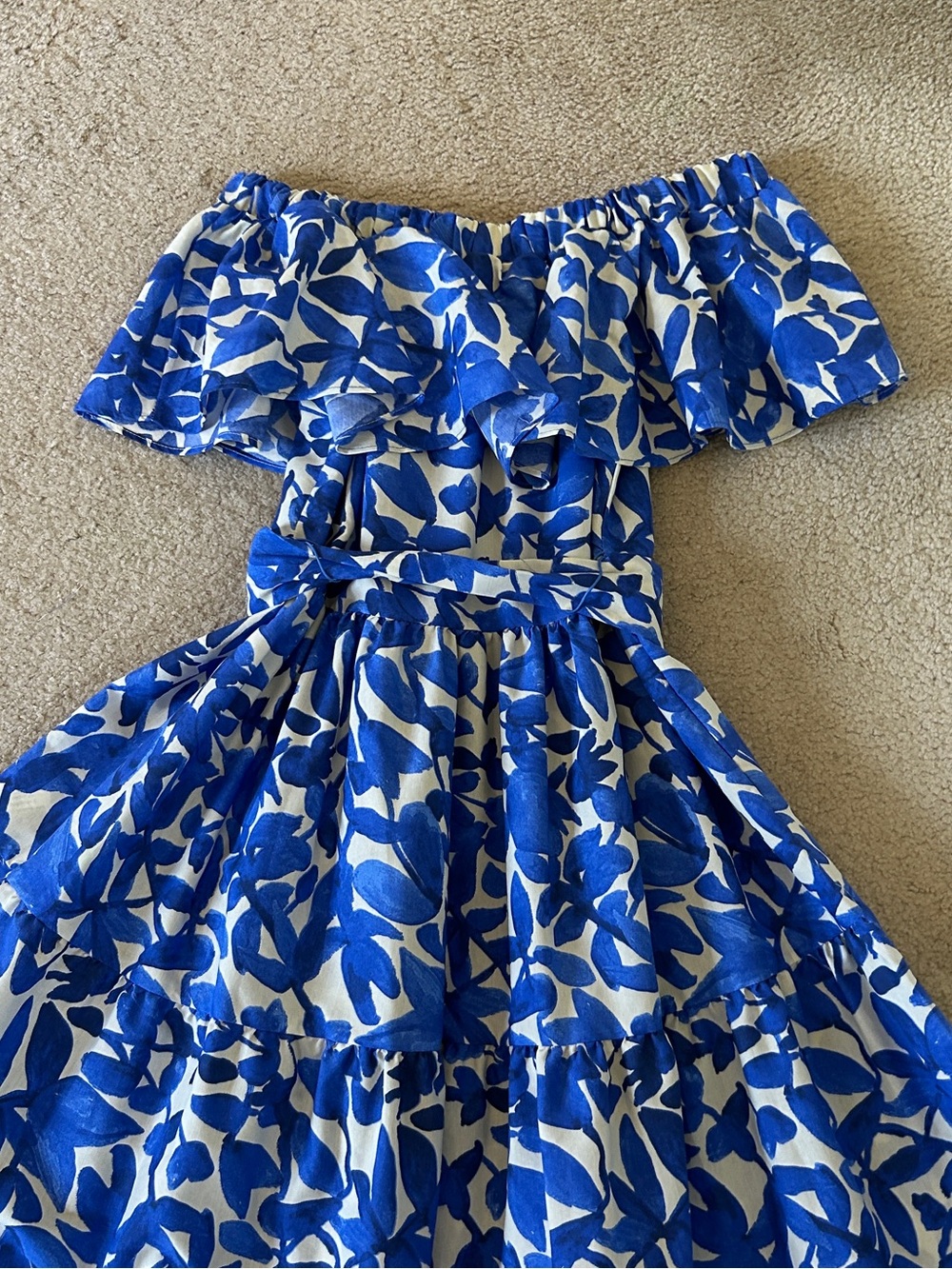 Blue Floral Off-Shoulder Maxi Dress - Picture 4 of 5